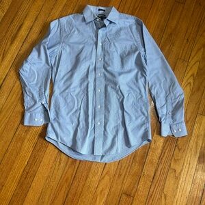 Neiman Marcus Men's Textured Classic-Fit Blue Long Sleeve Dress Shirt M